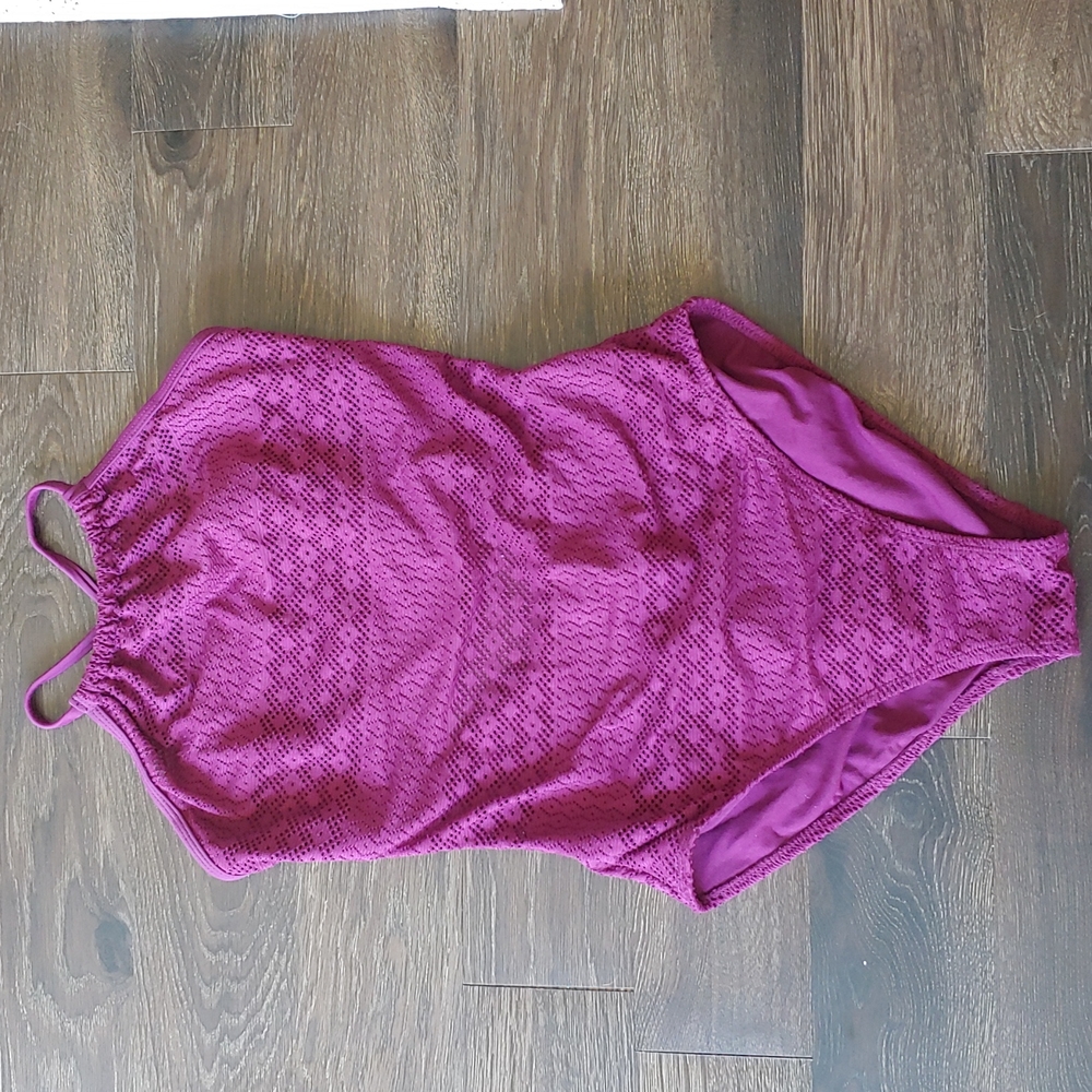 Plum mesh onepiece